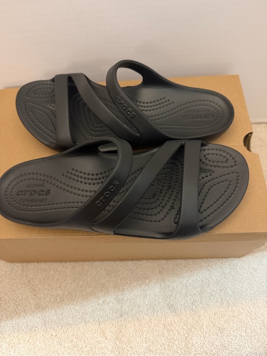 CROCS Shoes - CROCS Black Women's Dual-Strap Slide Sandals